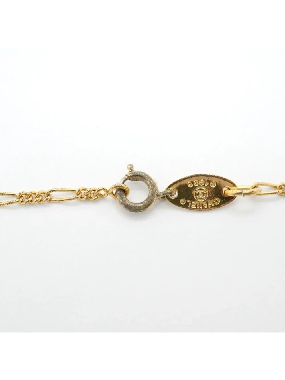 Chanel Necklace Vintage CC Logo Round Circle Gold Plated